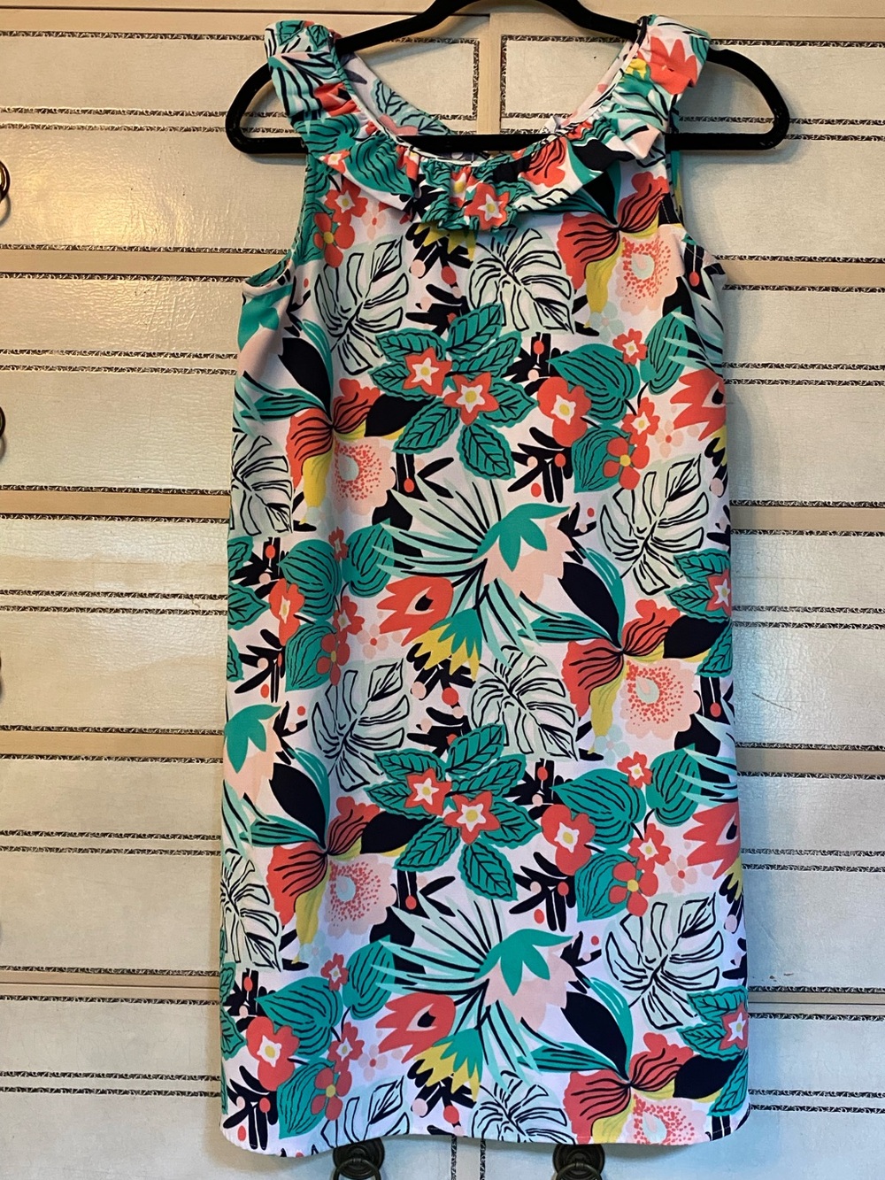 Crown & Ivy size PS Jade Montauk Weekend signature sleeveless ruffle neck dress